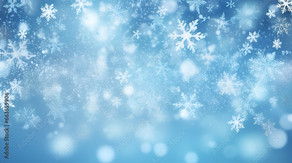  blue winter wallpaper with snowflakes falling