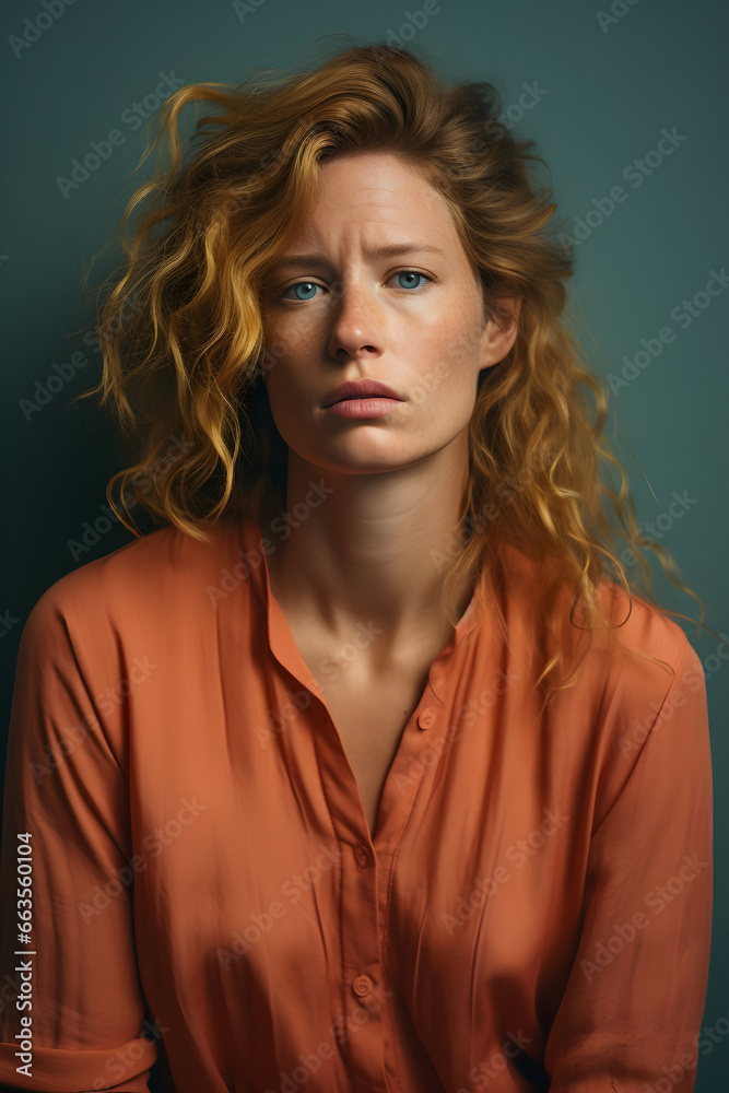 Portrait of a miserable woman, Beautiful woman wretchedly unhappy or uncomfortable, Unhappy lady