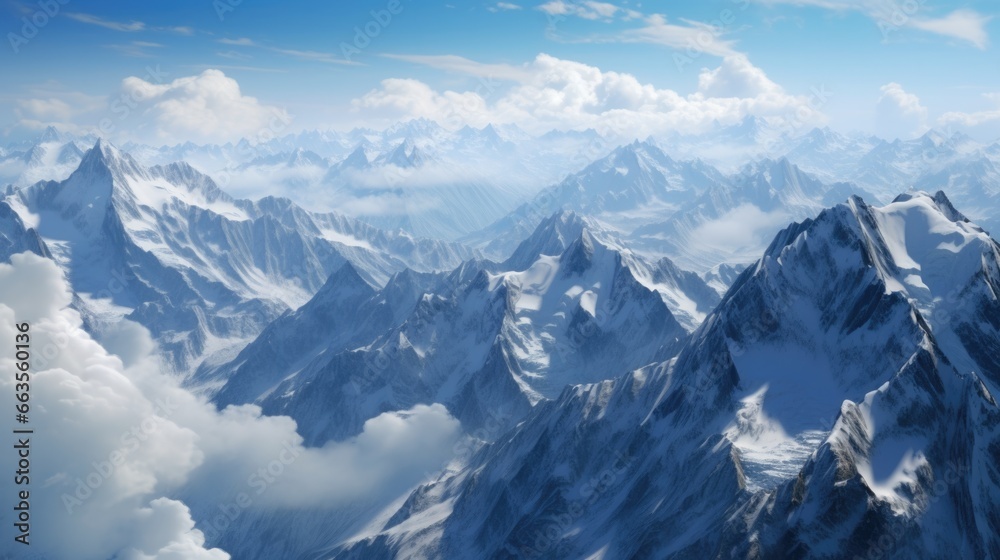 aerial view from a mountain with snow-capped peaks generative ai aerial view from a mountain with snow-capped peaks generative ai