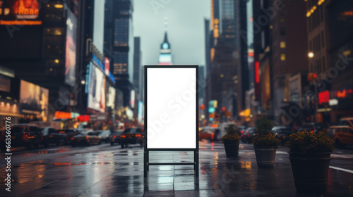 A mockup of a clean, modern billboard in an urban environment, highlighting its potential for advertising and branding purposes. Generative Ai