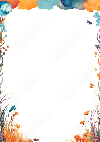 Minimalist page frame with flowers and butterflies