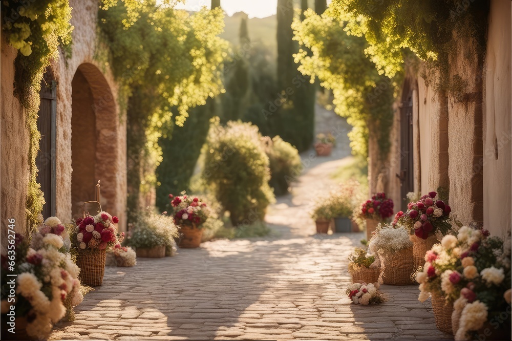 Fototapeta premium Vineyard wedding digital backdrop photography background countryside farm maternity props landscape field wedding photoshop overlay garden