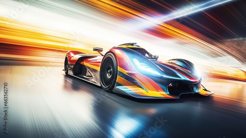 Fast sports car in a dynamic shot against a blurred background. Ai generative. © dreamer82