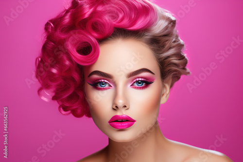 Beautiful model in heavy makeup. Fashion photo. Ai generative