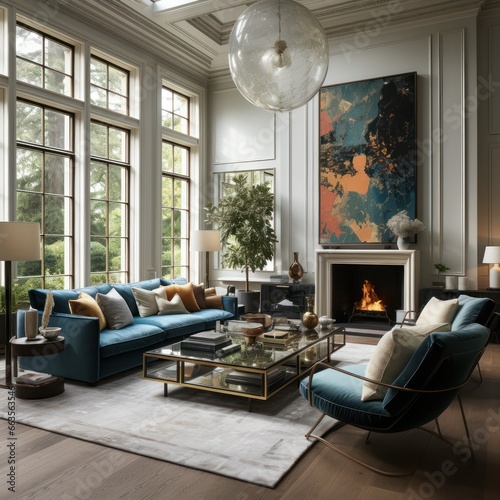 Contemporary, fashionable living room interior design