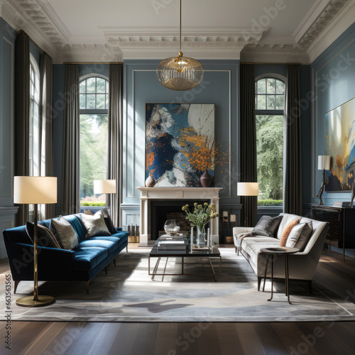 Contemporary, fashionable living room interior design