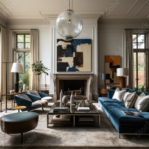 Contemporary, fashionable living room interior design