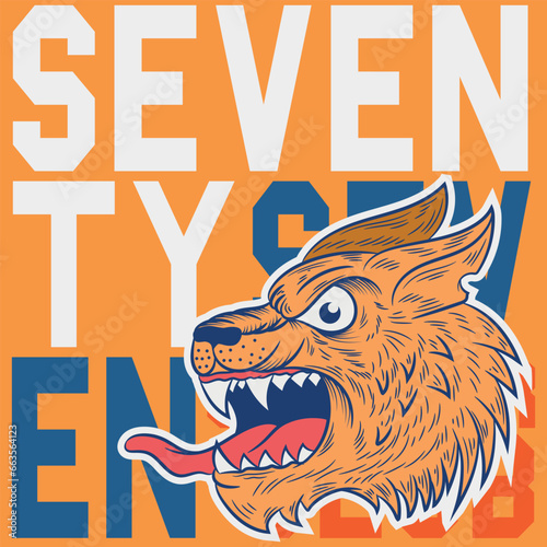 illustration of a furious puma tiger in college style with varsity texts with simulation of embroidery and contrasting background, college color.