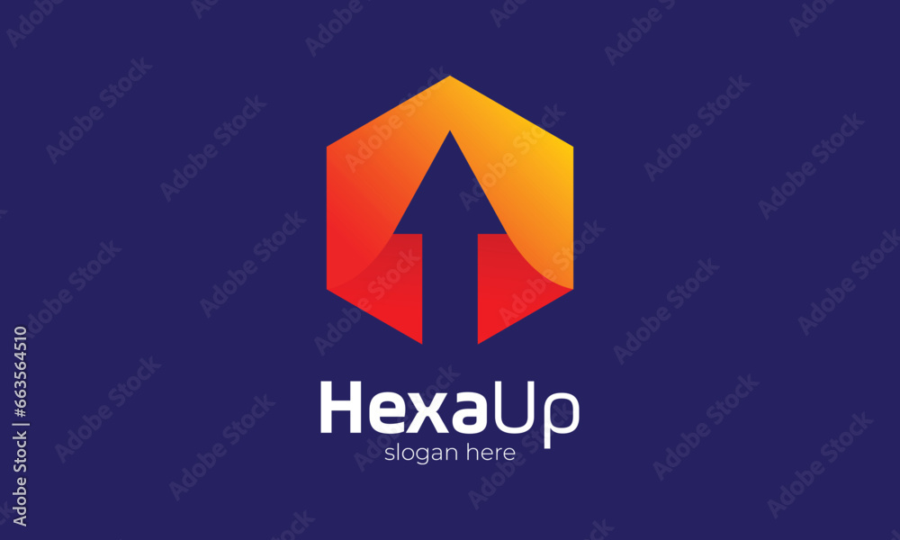Logo vector minimalist design hexagon arrow up sign finance business icon growth investment progress Logo vector minimalist design hexagon arrow up sign finance business icon growth investment progress
