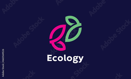 Nature leave logo minimalist design green eco concept bio ecology health life environmental conservation plant growth symbol