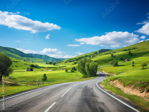 A peaceful scene of a deserted road winding through a rural landscape, captured in image 00057 03 rl.