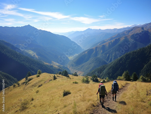 A photo capturing adventurous hikers and backpackers traversing a scenic long-distance trail. © Szalai
