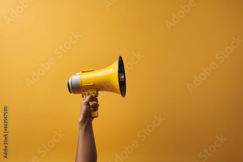 Hand holding megaphone, marketing concept photo