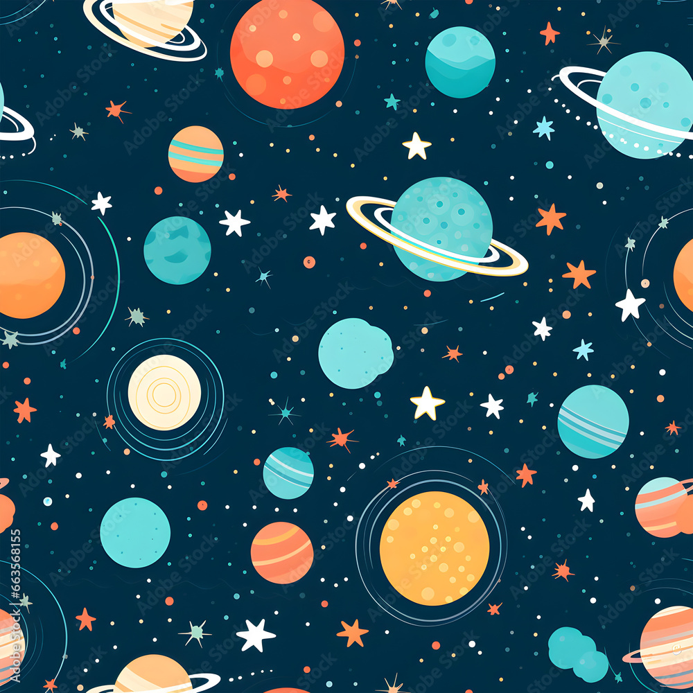 Galaxy Children style color seamless pattern tile Galaxy Children style color seamless pattern tile
