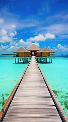 Maldives, dream trip, beautiful, sunny, exotic vacations. Ai generative