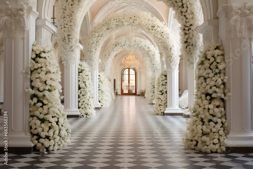 Obraz na plátne Grand archways decorated for a royal wedding