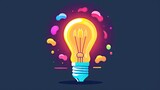 A glowing light bulb, colorful background, representing a creative concept.