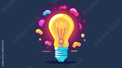 A glowing light bulb, colorful background, representing a creative concept.