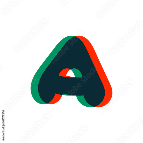 Letter A logo with stereo effect. Perfect to use in any disco labels, dj logos, electromusic posters, bright identity, etc.