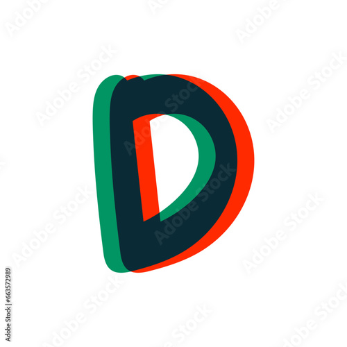 Letter D logo with stereo effect. Perfect to use in any disco labels, dj logos, electromusic posters, bright identity, etc.