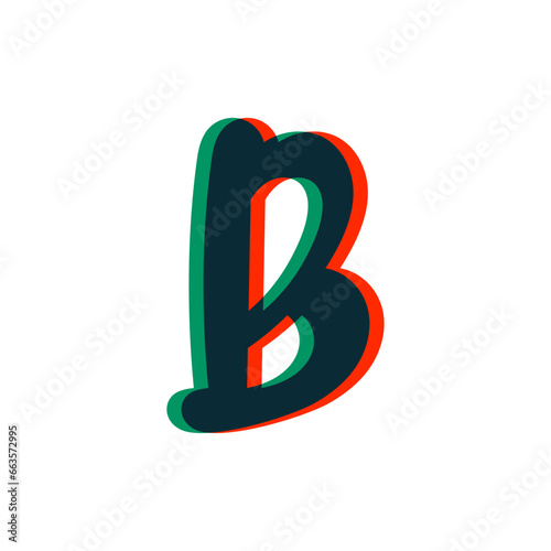 Letter B logo with stereo effect. Perfect to use in any disco labels, dj logos, electromusic posters, bright identity, etc.