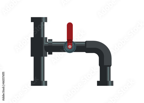 Plumbing system with controller lever. Simple flat illustration