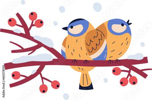 Tits Bird Sitting On Branch