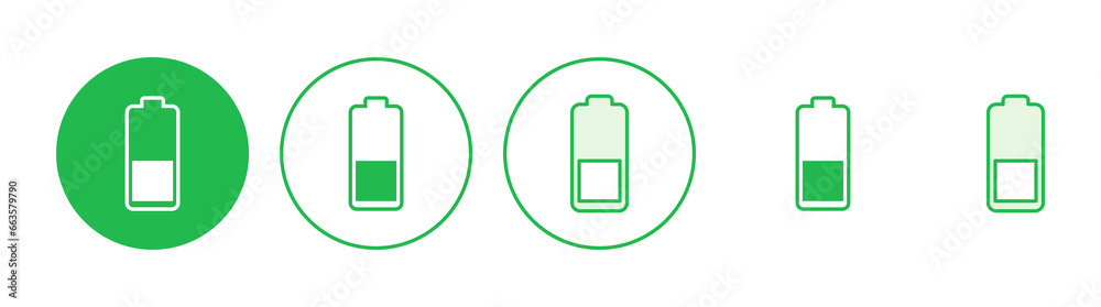Battery icon set. battery charge level. battery charging icon Battery icon set. battery charge level. battery charging icon
