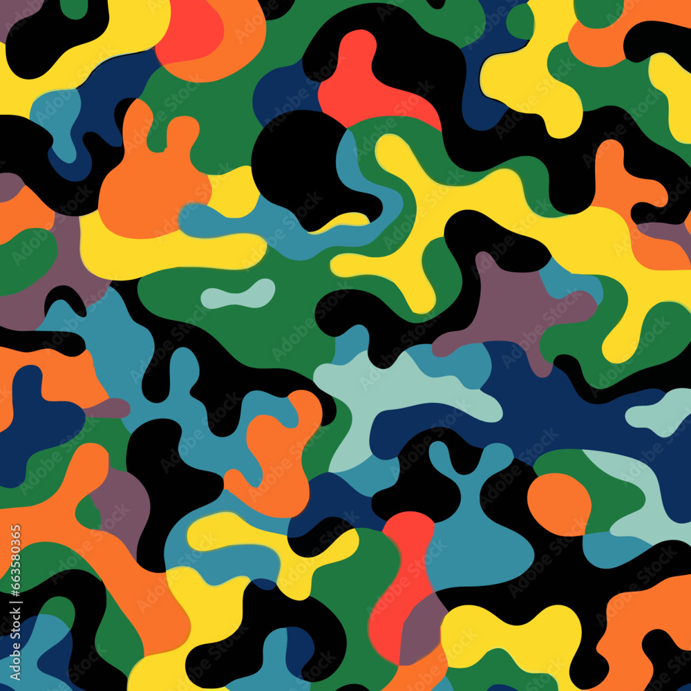 camouflage quirky doodle pattern, background, cartoon, vector, whimsical Illustration camouflage quirky doodle pattern, background, cartoon, vector, whimsical Illustration