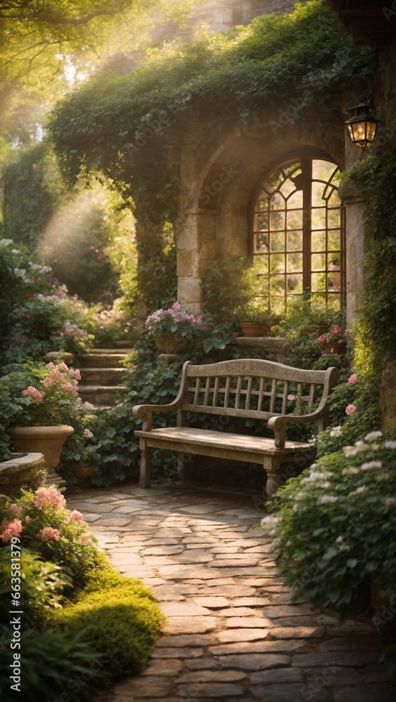 Old Bench in the garden Old Bench in the garden