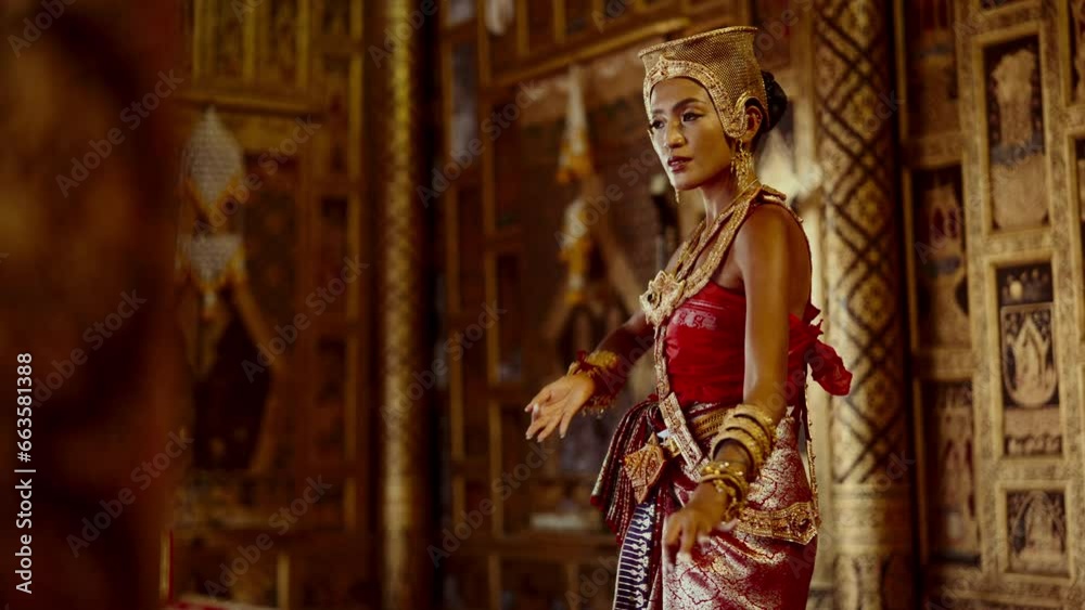 Woman Performing Inside A Historical Temple