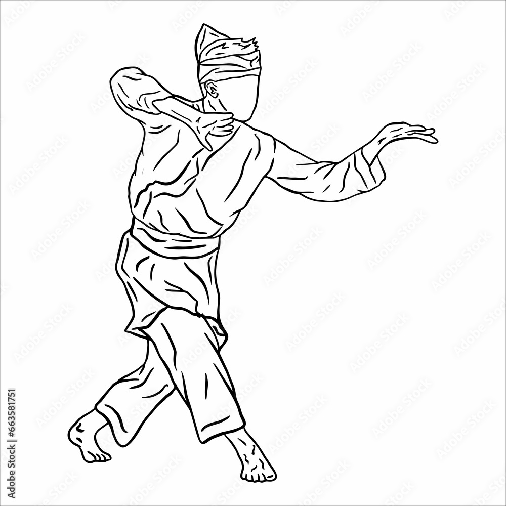 illustration of pencak silat action pose 