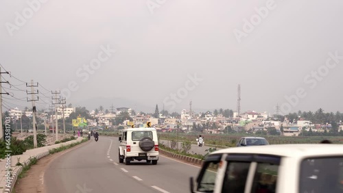 Cityscape of small south india city, chikmaglur photo