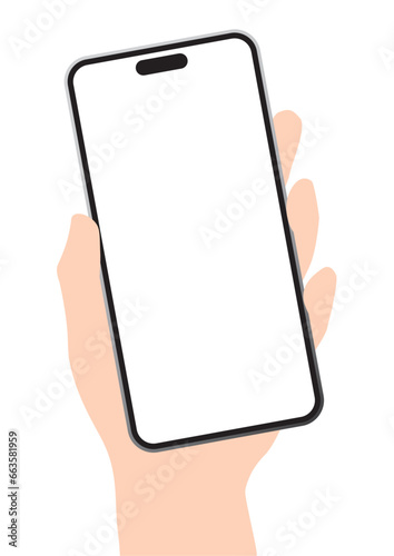 斜めに傾けてスマホを持つ左手のベクターイラスト