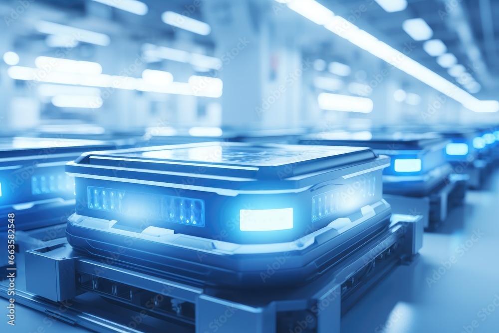 Fototapeta premium A row of police lights on a conveyor belt