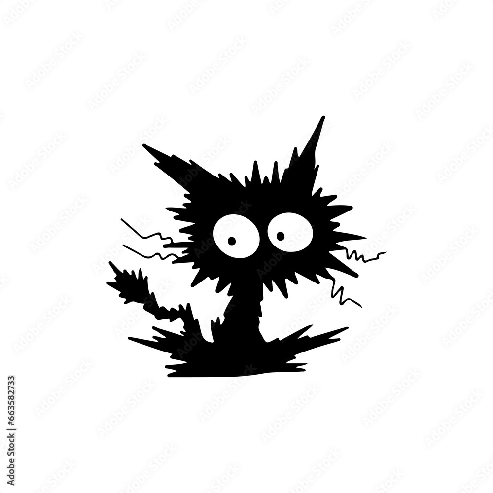 vector illustration of black cat character