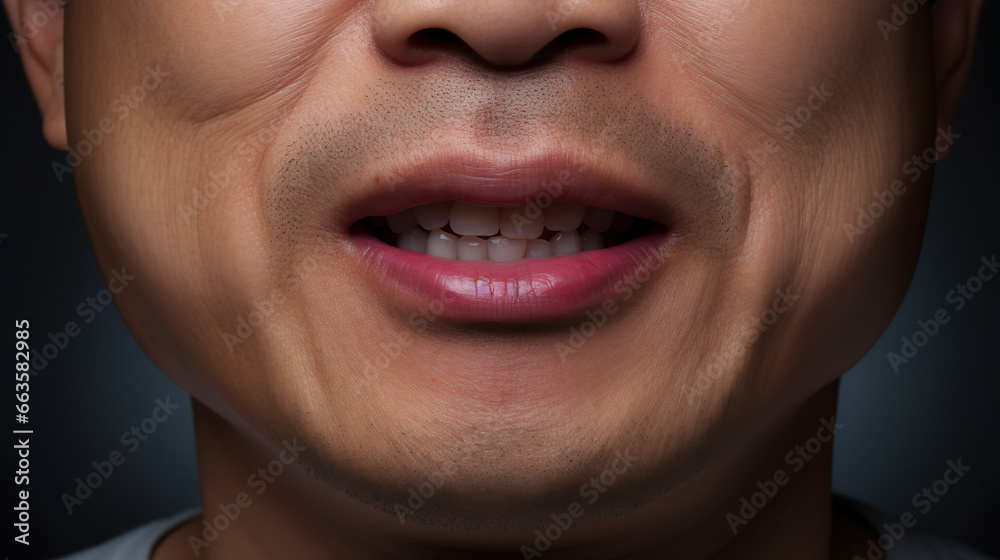 いやらしくほほ笑む男性の口元 いやらしくほほ笑む男性の口元