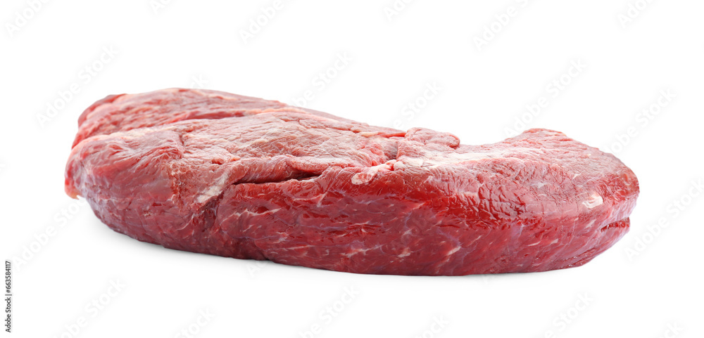 Piece of raw beef meat isolated on white