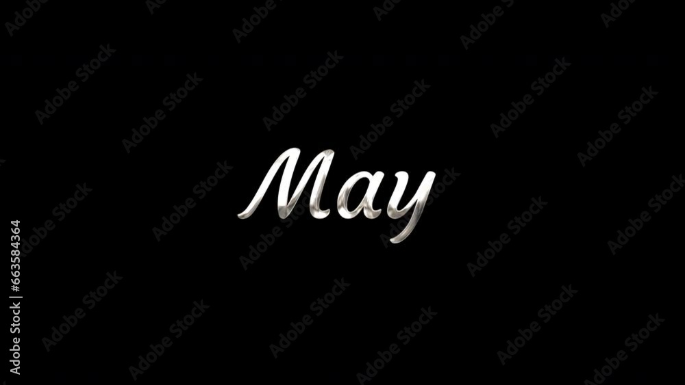 May text animation on transparent background, Handwritten animated in silver color with ink drops, Footage with alpha channel May text animation on transparent background, Handwritten animated in silver color with ink drops, Footage with alpha channel
