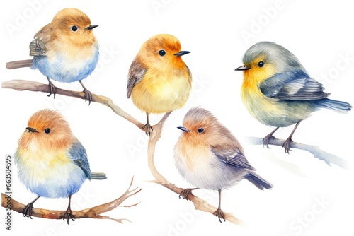A flock of birds perched on a tree branch