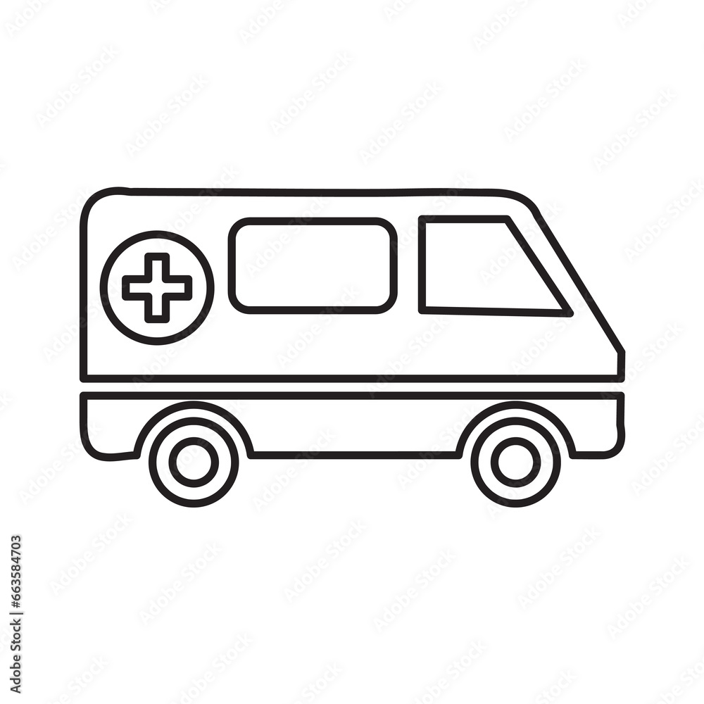 Ambulance icon, medical sign. liner illustration flat design on white background..eps