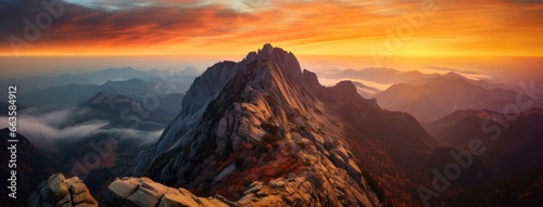 A majestic mountain at sunset © pham