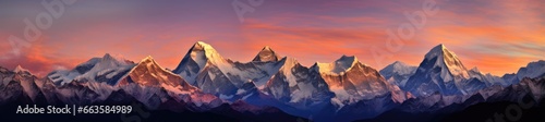 A breathtaking sunset over a majestic mountain range
