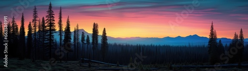 A beautiful sunset painting capturing the serene beauty of the mountains