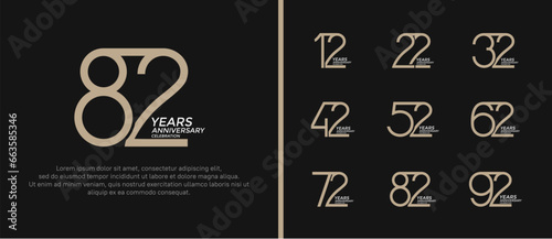 set of anniversary logo brown and white color on black background for celebration moment