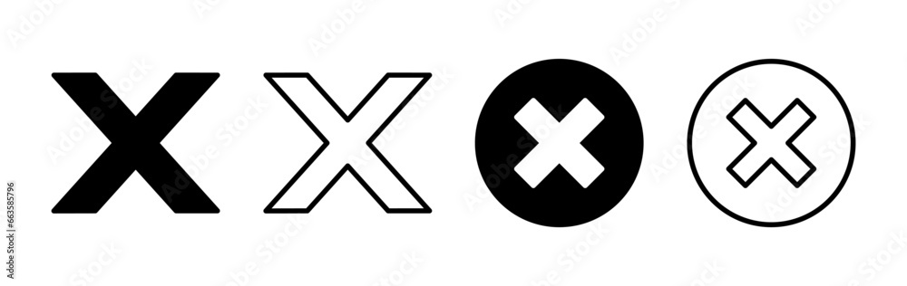 Close vector icon. Delete icon. remove, cancel, exit symbol. Close vector icon. Delete icon. remove, cancel, exit symbol.