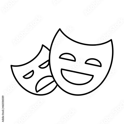 Theater masks line icon, linear style flat illustration on white background..eps