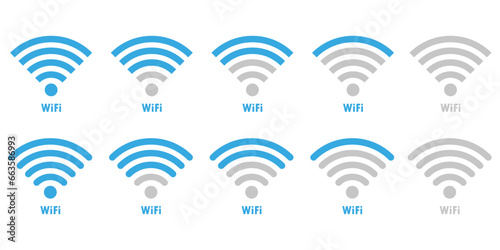Blue wi-fi icons. Vector illustration. EPS 10.