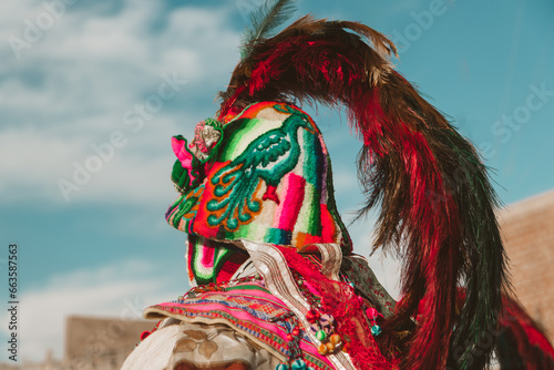 Dancers of traditional dances participating in a regional anniversary, residents of Bellavista, Moquegua.