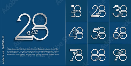 set of anniversary logotype silver color for special celebration event